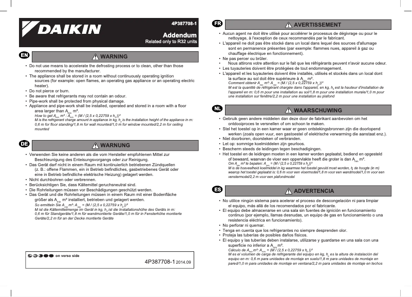 Page 1 de la notice Guide d'installation Daikin FTXM50K3V1B