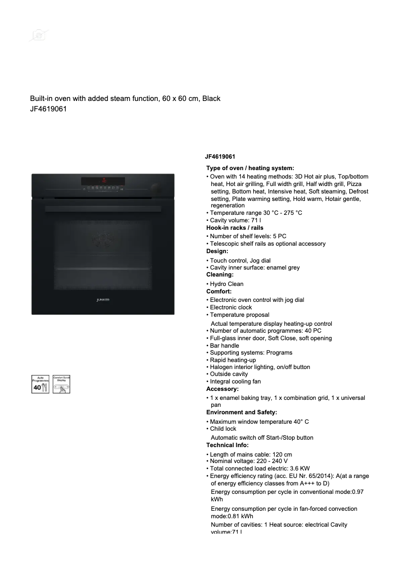 Page n°1 - Fiche technique Junker JF4619061
