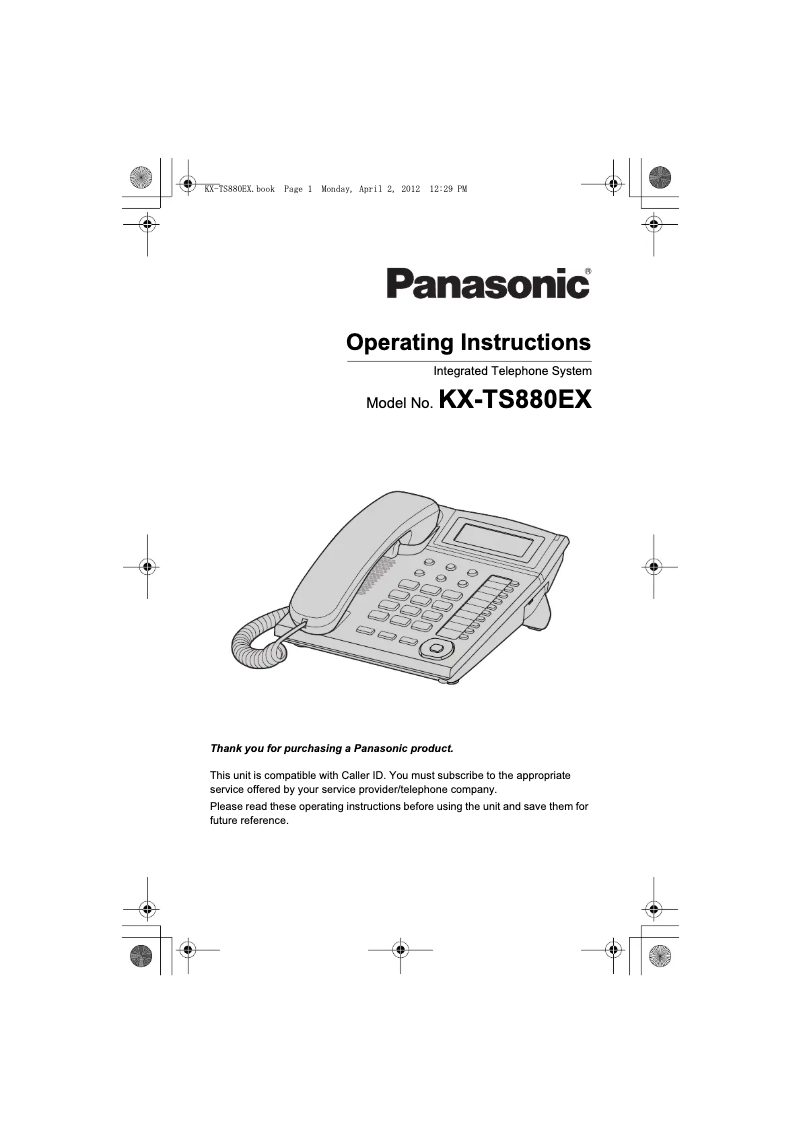Page 1 de la notice Manuel utilisateur Panasonic KX-TS880EX