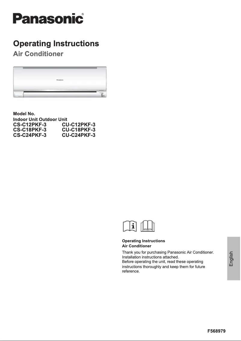 Page 1 de la notice Manuel utilisateur Panasonic CU-C18PKF-3