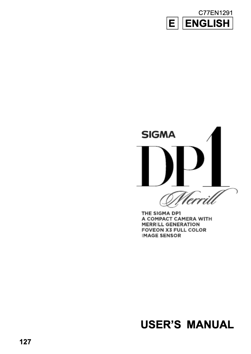 Page 1 de la notice Manuel utilisateur Sigma DP1 Merrill