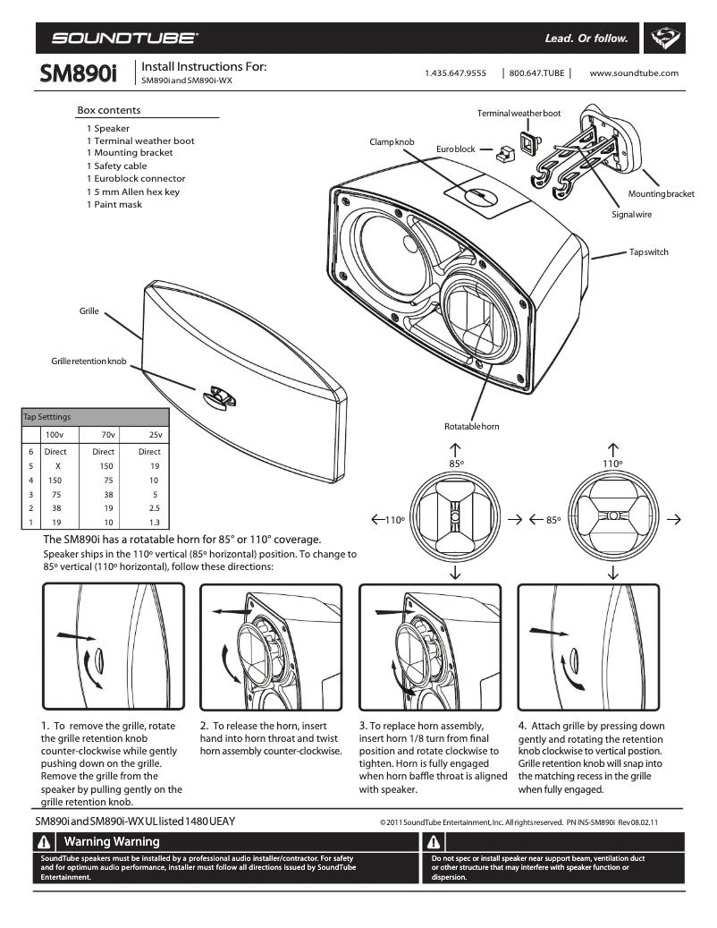 Page 1 de la notice Manuel utilisateur SoundTube SM890i
