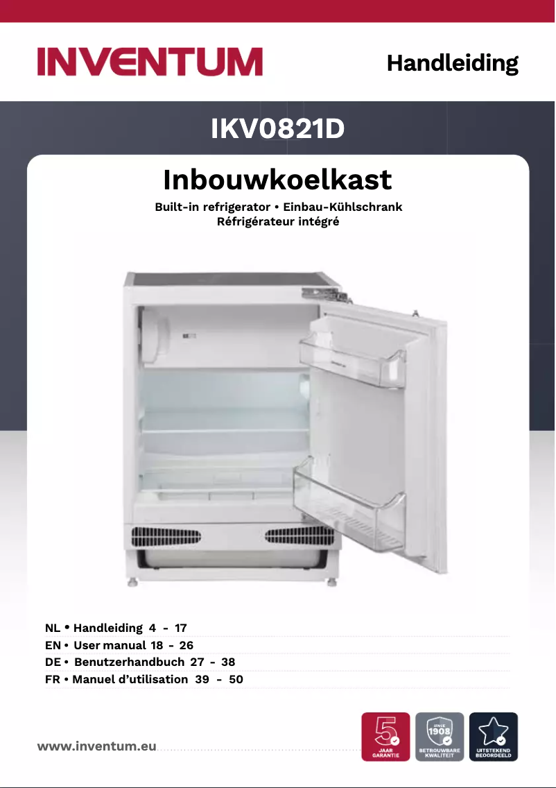 Page 1 de la notice Manuel utilisateur Inventum IKV0821D