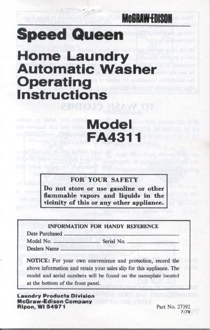 Image de la première page du manuel de l'appareil FA4311