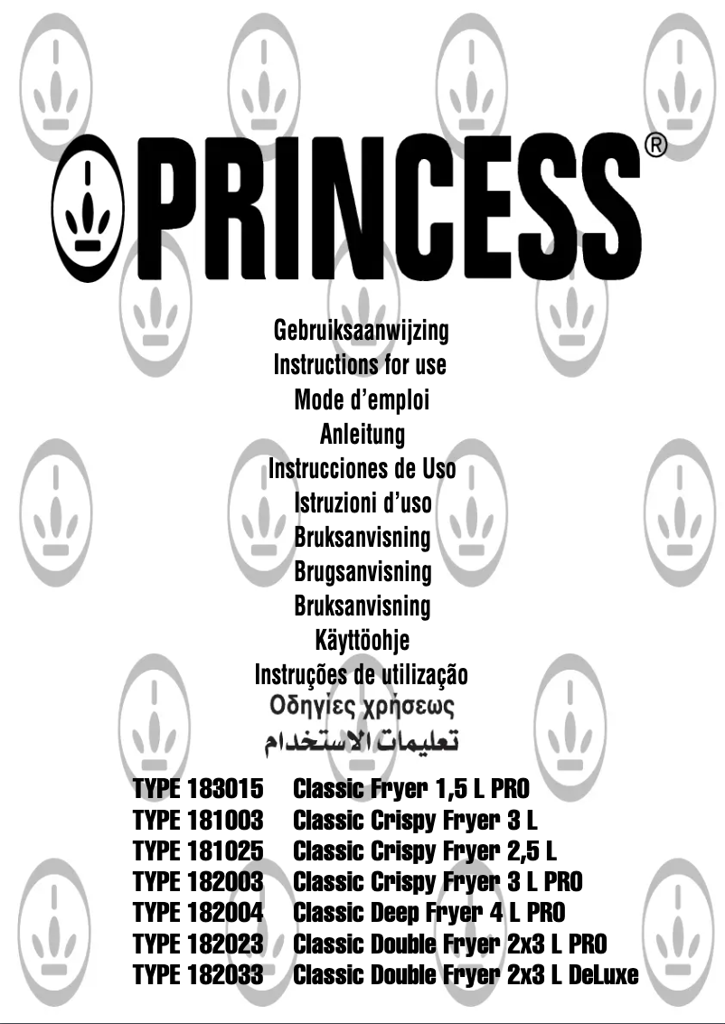 Page 1 de la notice Manuel utilisateur Princess Classic Crispy Fryer
