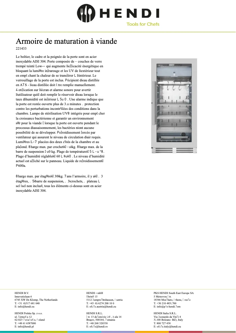 Page n°1 - Fiche technique Hendi 221433