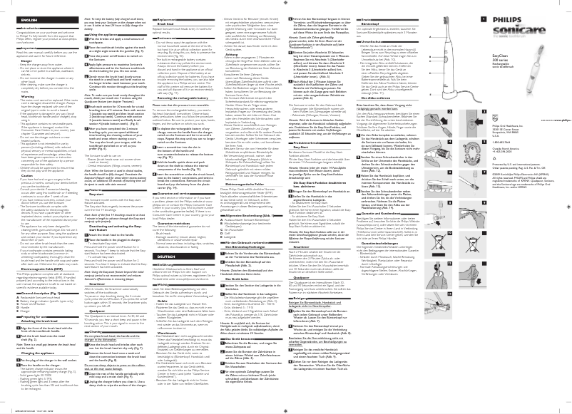 Page 1 de la notice Manuel utilisateur Philips Sonicare EasyClean HX6510