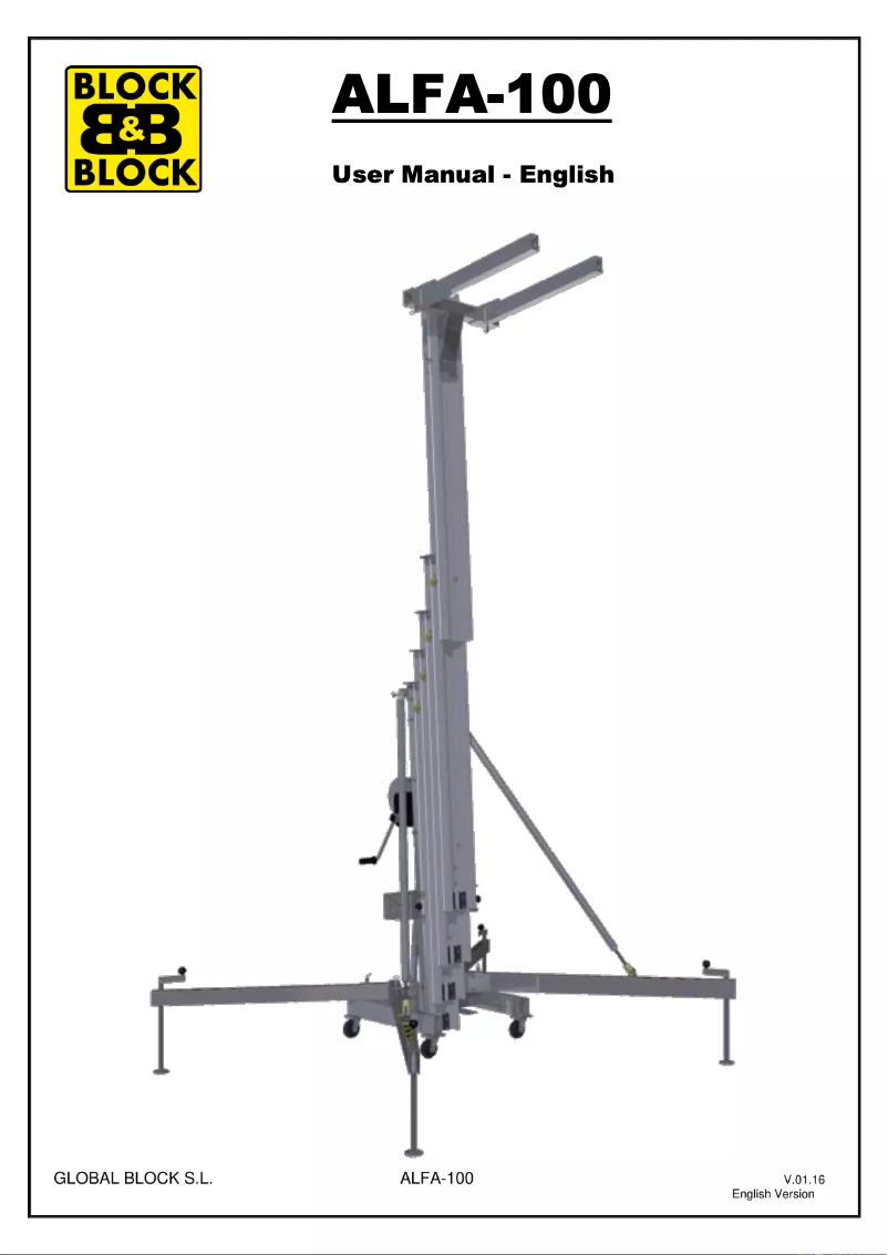 Page n°1 - Manuel utilisateur Block & Block ALFA-100