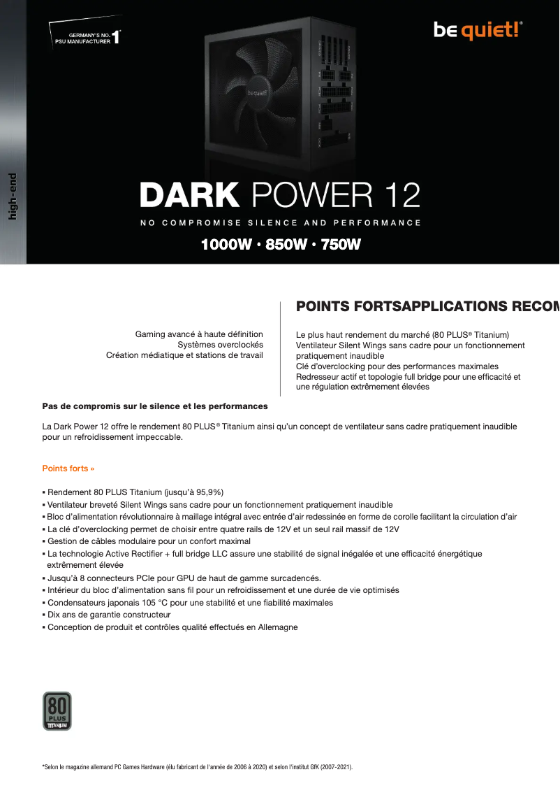 Page 1 of the manual User Manual Be Quiet! Dark Power 12