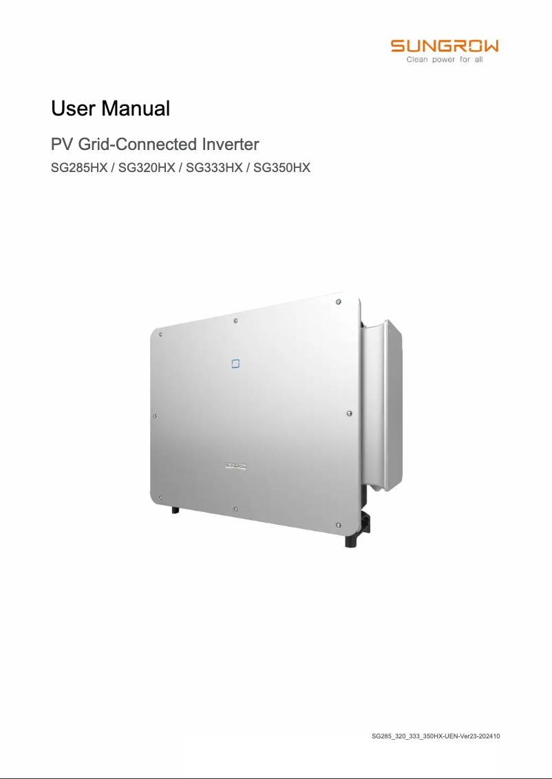 Image de la première page du manuel de l'appareil SG285HX