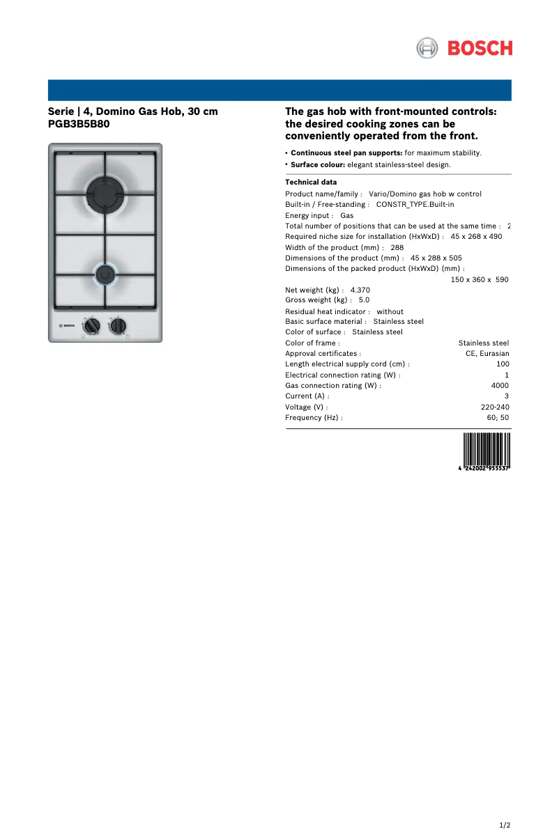Image de la première page du manuel de l'appareil PGB3B5B80