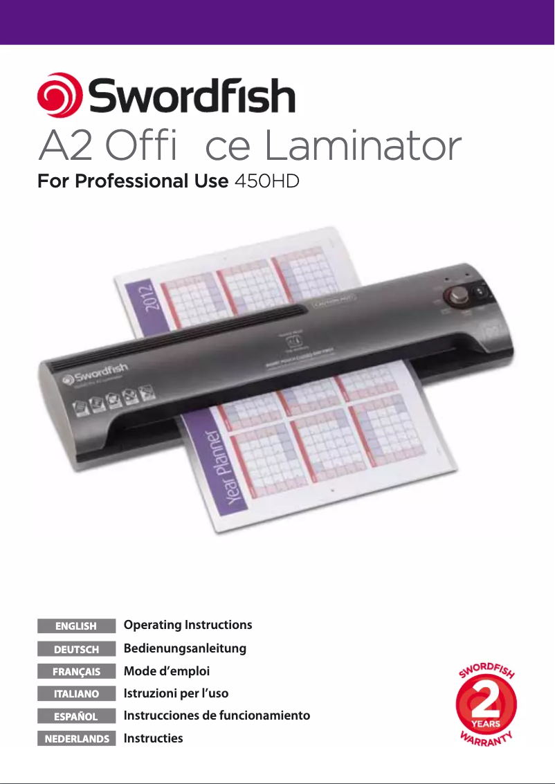 Page 1 de la notice Manuel utilisateur Swordfish 450HD