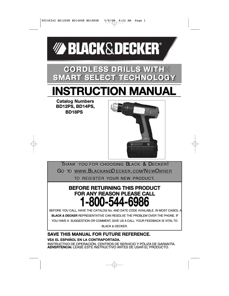 Page n°1 - Manuel utilisateur Black & Decker BD12PS