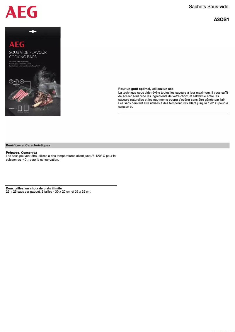 Page n°1 - Manuel utilisateur AEG A3OS1