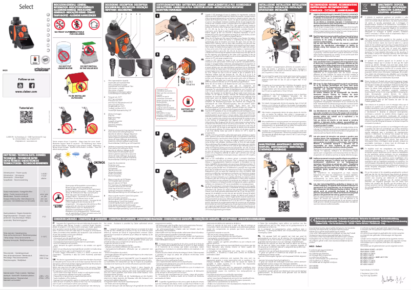 Page 1 de la notice Manuel utilisateur Claber Aquauno Select 8423