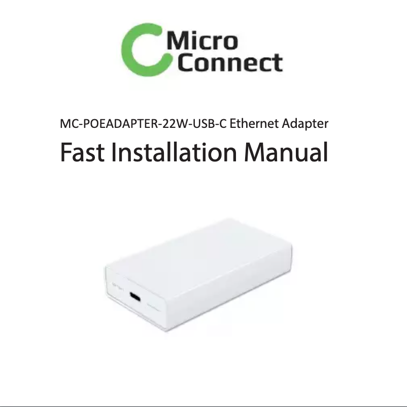 Image de la première page du manuel de l'appareil MC-POEADAPTER-22W-USB-C