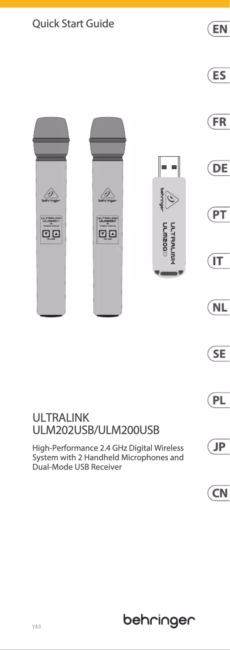 Página 1 del manual Guía de inicio rápido Behringer Ultralink ULM202USB