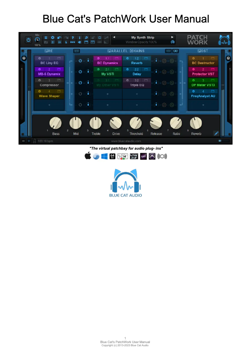 Page 1 de la notice Manuel utilisateur Blue Cat Audio PatchWork