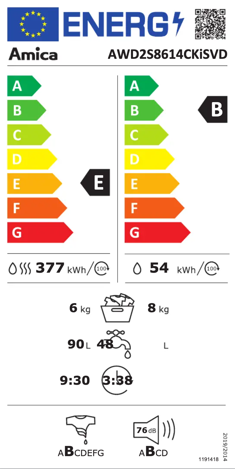 Page 1 of the manual User Manual Amica AWD2S8614CKiSVD