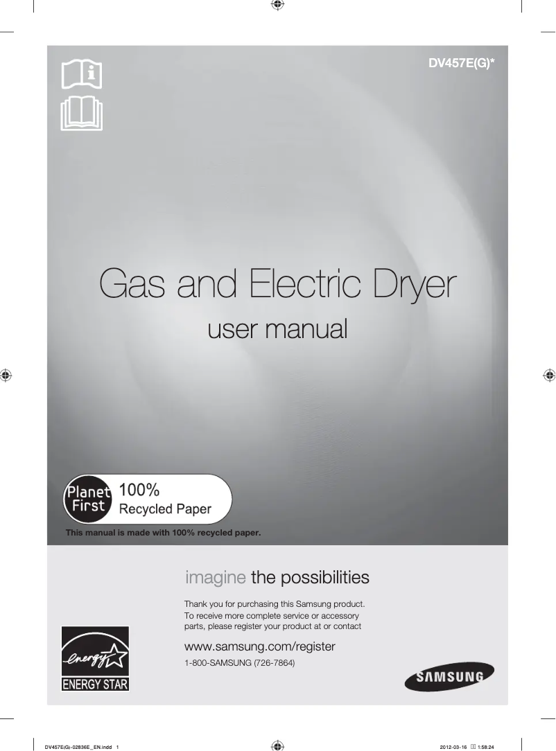Page n°1 - Manuel utilisateur Samsung DV457GVGSWR
