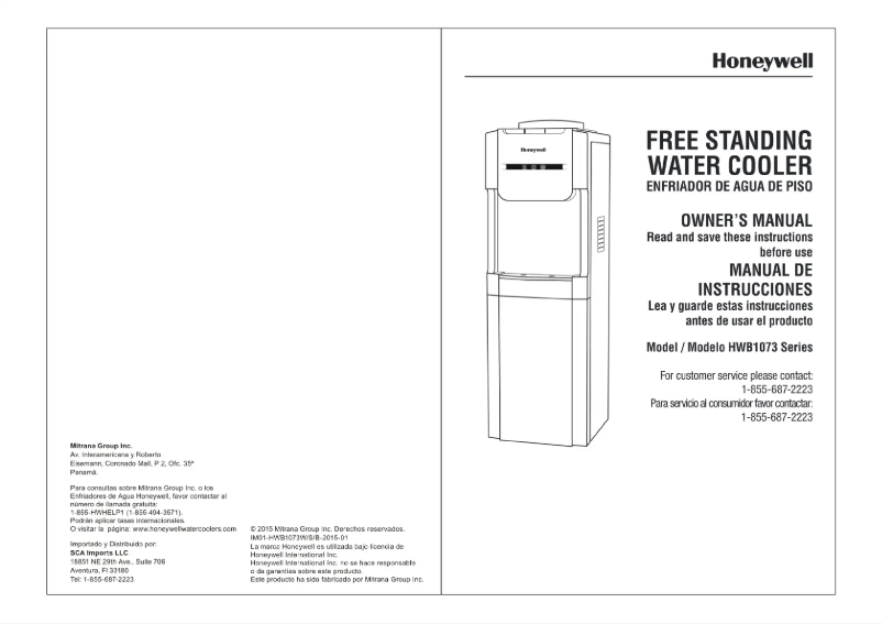 Page 1 de la notice Manuel utilisateur Honeywell HWB1073S