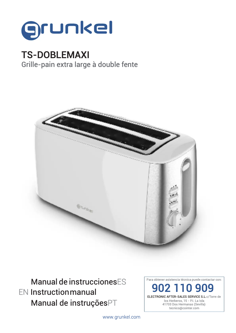 Página 1 del manual Manual de usuario Grunkel TS-DOBLEMAXI
