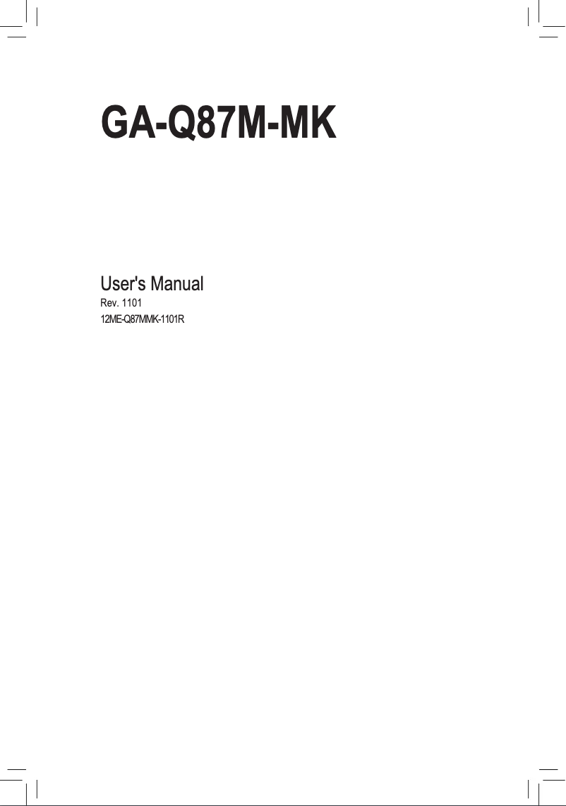 Page n°1 - Mode d'emploi Gigabyte GA-Q87M-MK