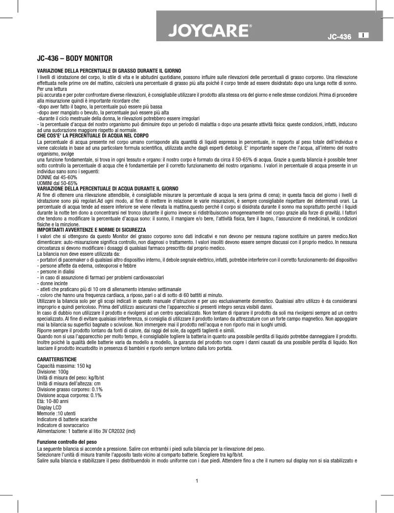 Página 1 del manual Manual de usuario Joycare JC-436