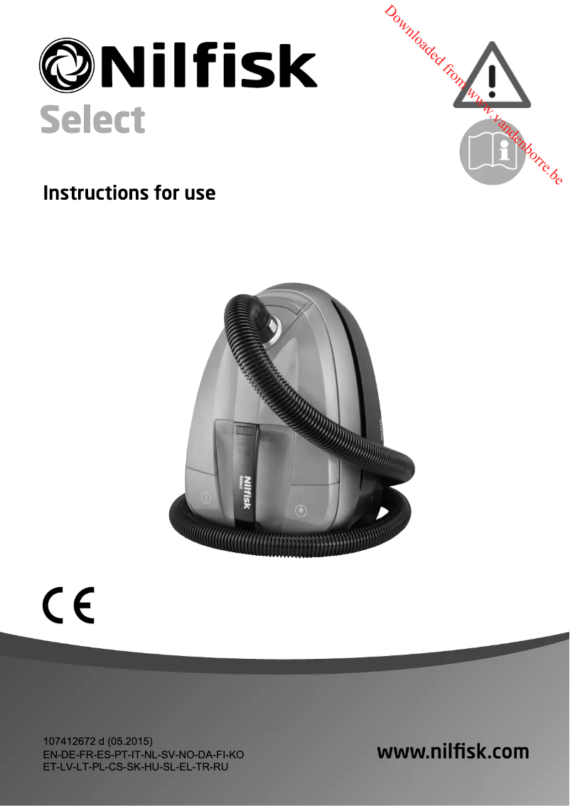 Page n°1 - Manuel utilisateur Nilfisk Select