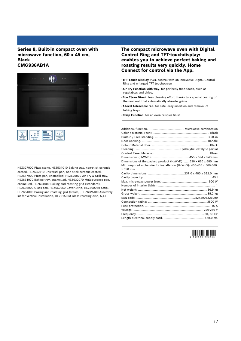Imagen de la primera página del manual del dispositivo CMG936AB1A