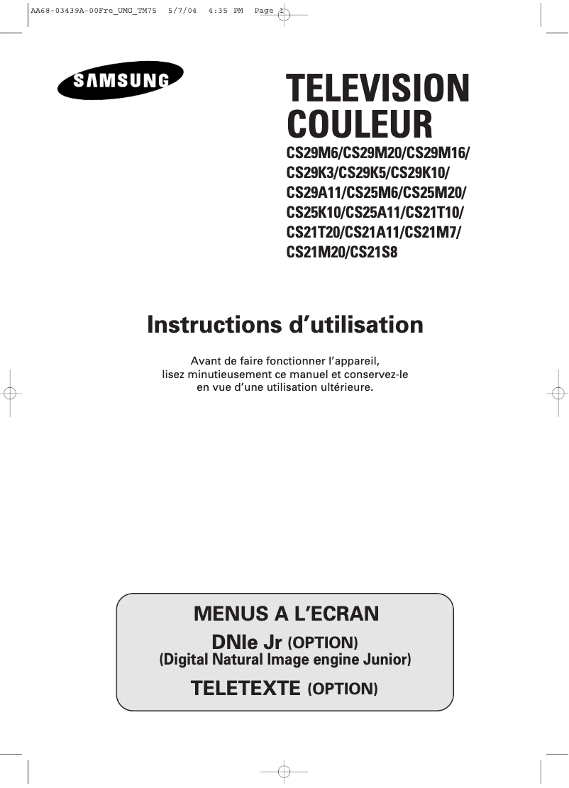 Image de la première page du manuel de l'appareil CS-25M20MH