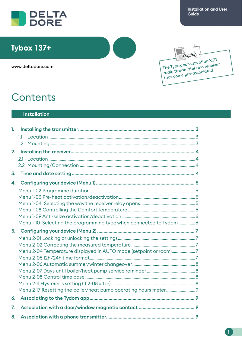 Image de la première page du manuel de l'appareil Tybox 137+