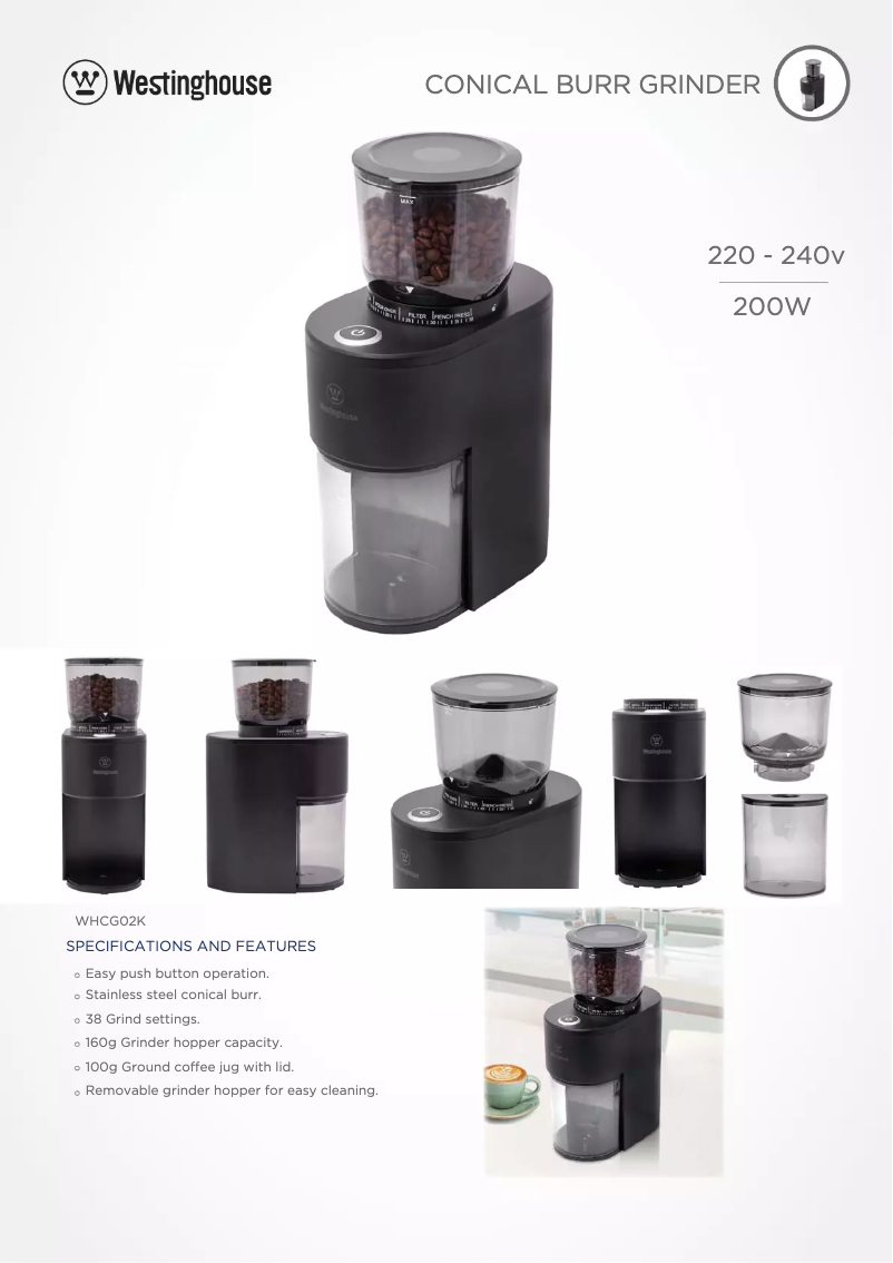 Page 1 de la notice Fiche technique Westinghouse WHCG02K