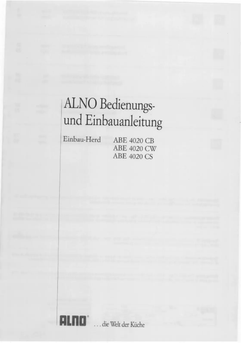 Page n°1 - Manuel utilisateur Alno ABE4020CS