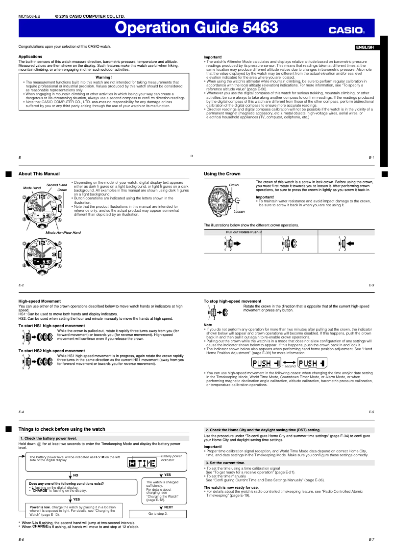 Image de la première page du manuel de l'appareil G-Shock GWG-1000-1A3ER