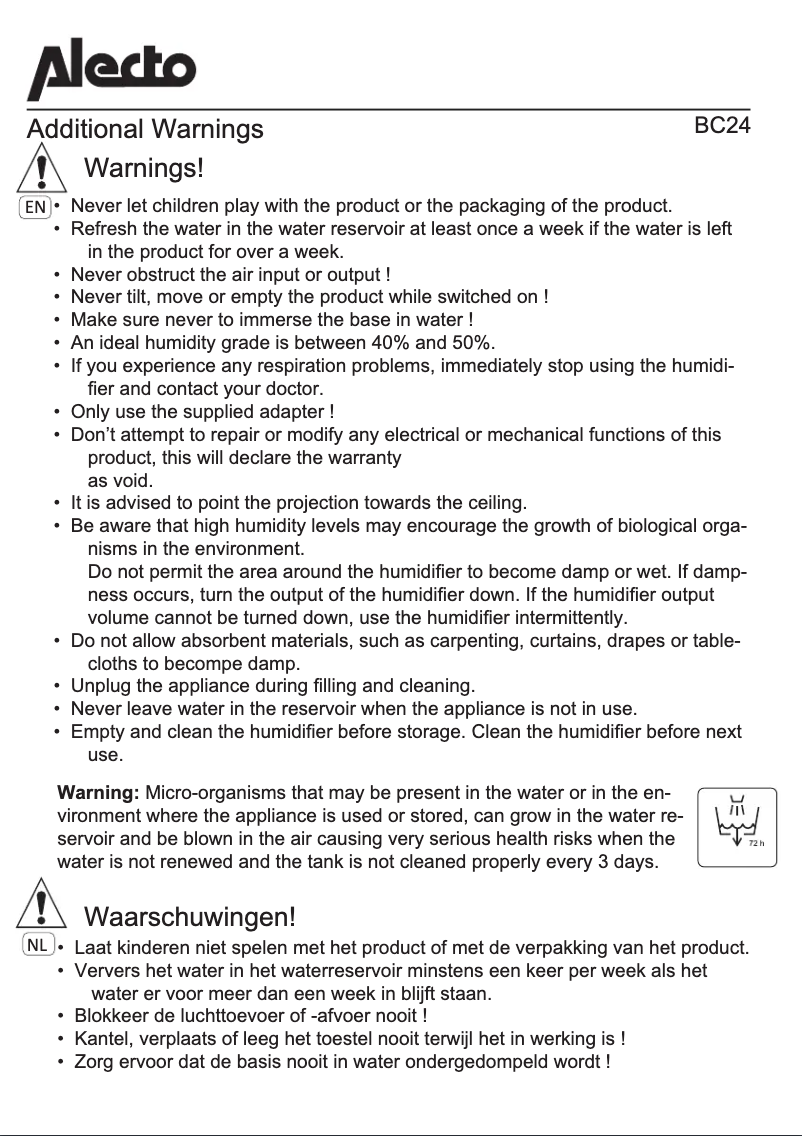 Page 1 de la notice Manuel utilisateur Alecto BC-24
