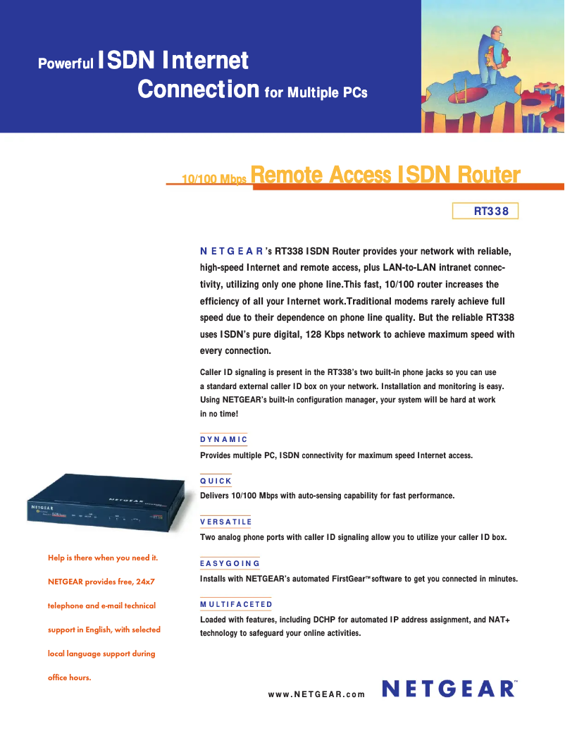 Page 1 de la notice Fiche technique Netgear RT338