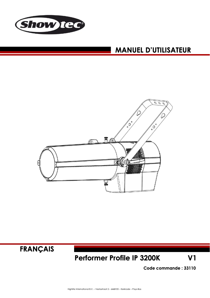 Page 1 de la notice Manuel utilisateur Showtec Performer Profile IP 3200 K
