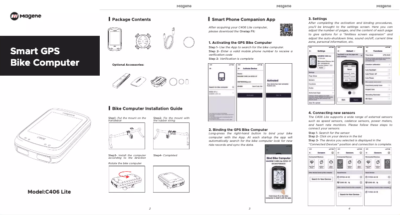 Page 1 de la notice Manuel utilisateur Magene C406 Lite
