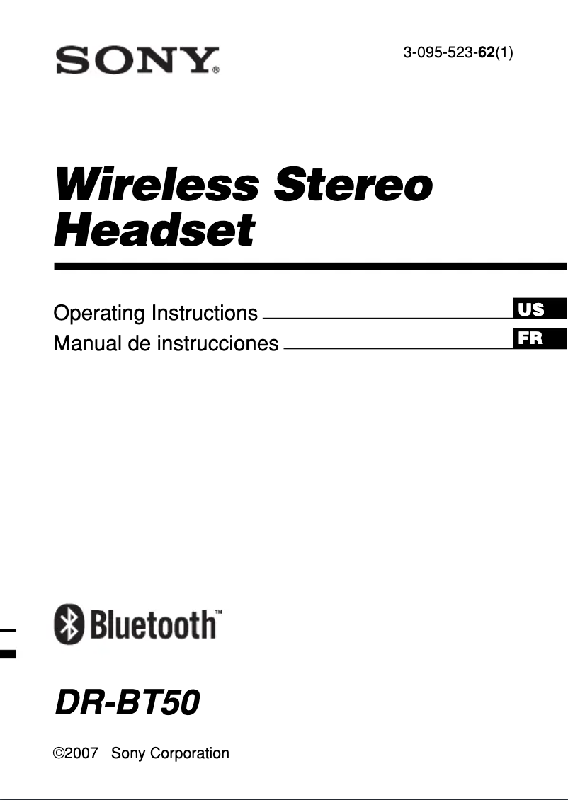 Page 1 de la notice Manuel utilisateur Sony DR-BT50