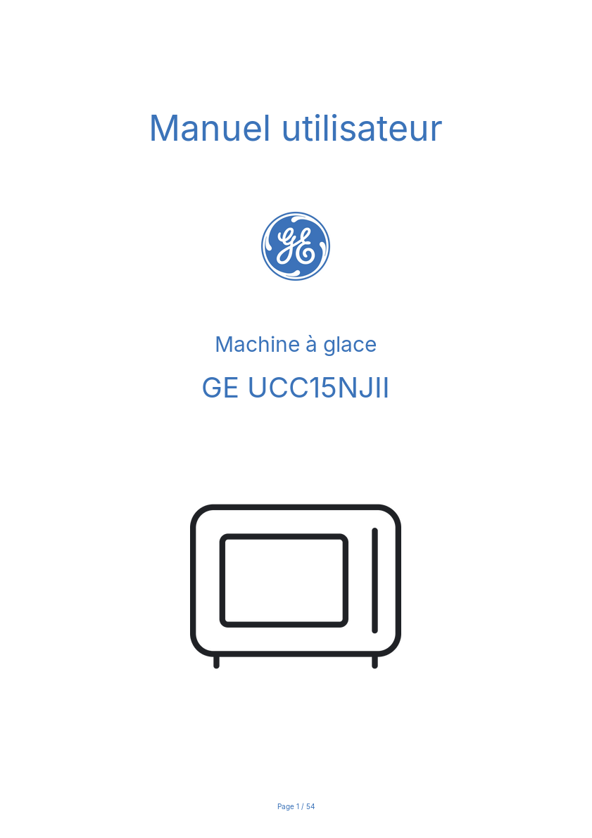 Page n°1 - Manuel utilisateur GE UCC15NJII