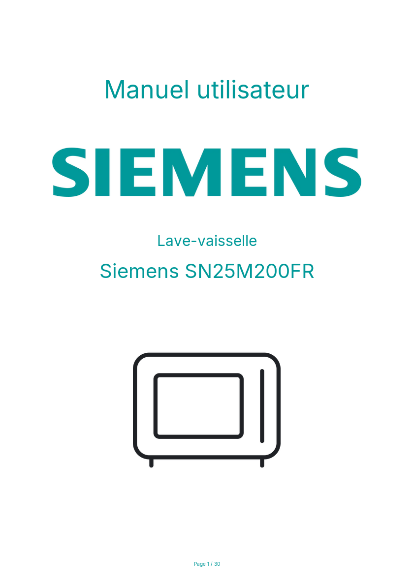 Image de la première page du manuel de l'appareil SN25M200FR
