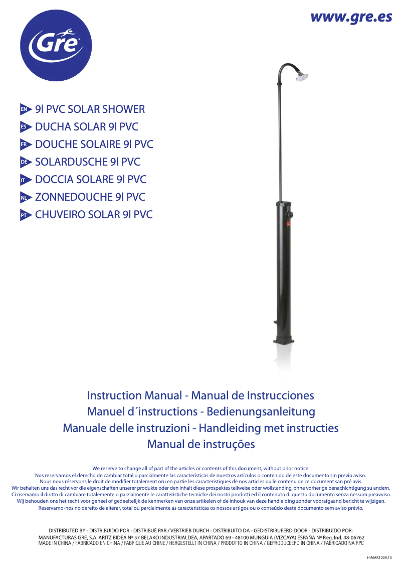 Page 1 de la notice Manuel utilisateur Gre AR1009
