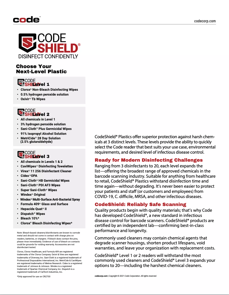 Page n°1 - Manuel utilisateur Code Corporation CR950