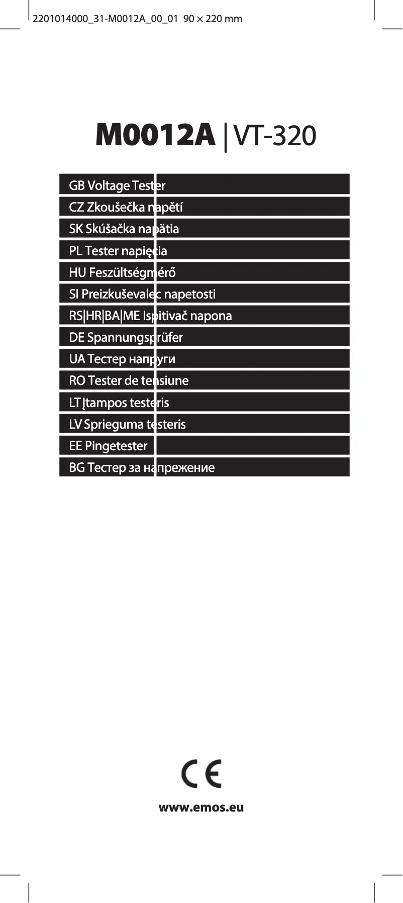 Page n°1 - Manuel utilisateur Emos M0012A