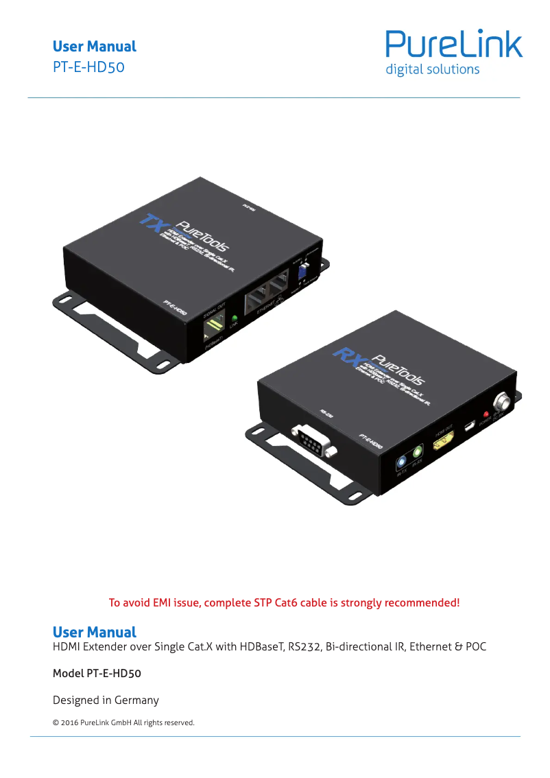 Page 1 de la notice Manuel utilisateur PureTools PT-E-HD50