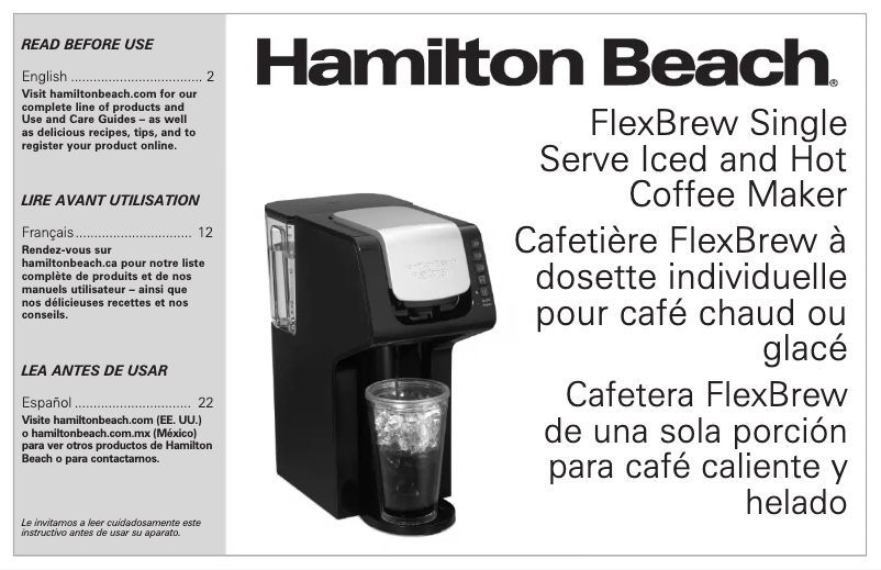 Page n°1 - Manuel utilisateur Hamilton Beach FlexBrew 49921