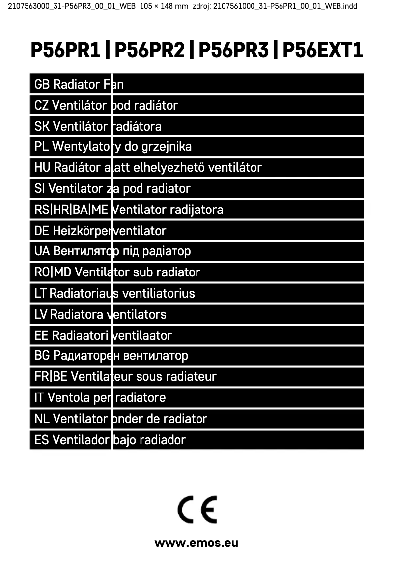 Image de la première page du manuel de l'appareil P56PR3