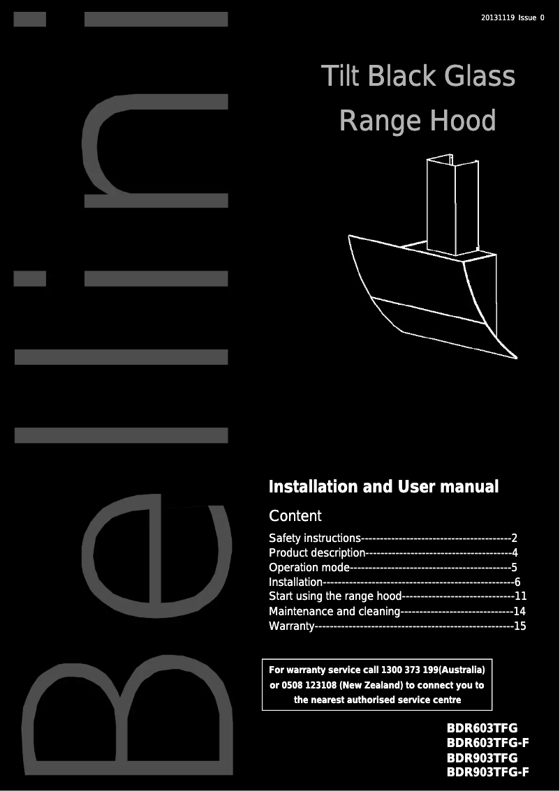 Page 1 de la notice Manuel utilisateur Bellini BDR603TFG