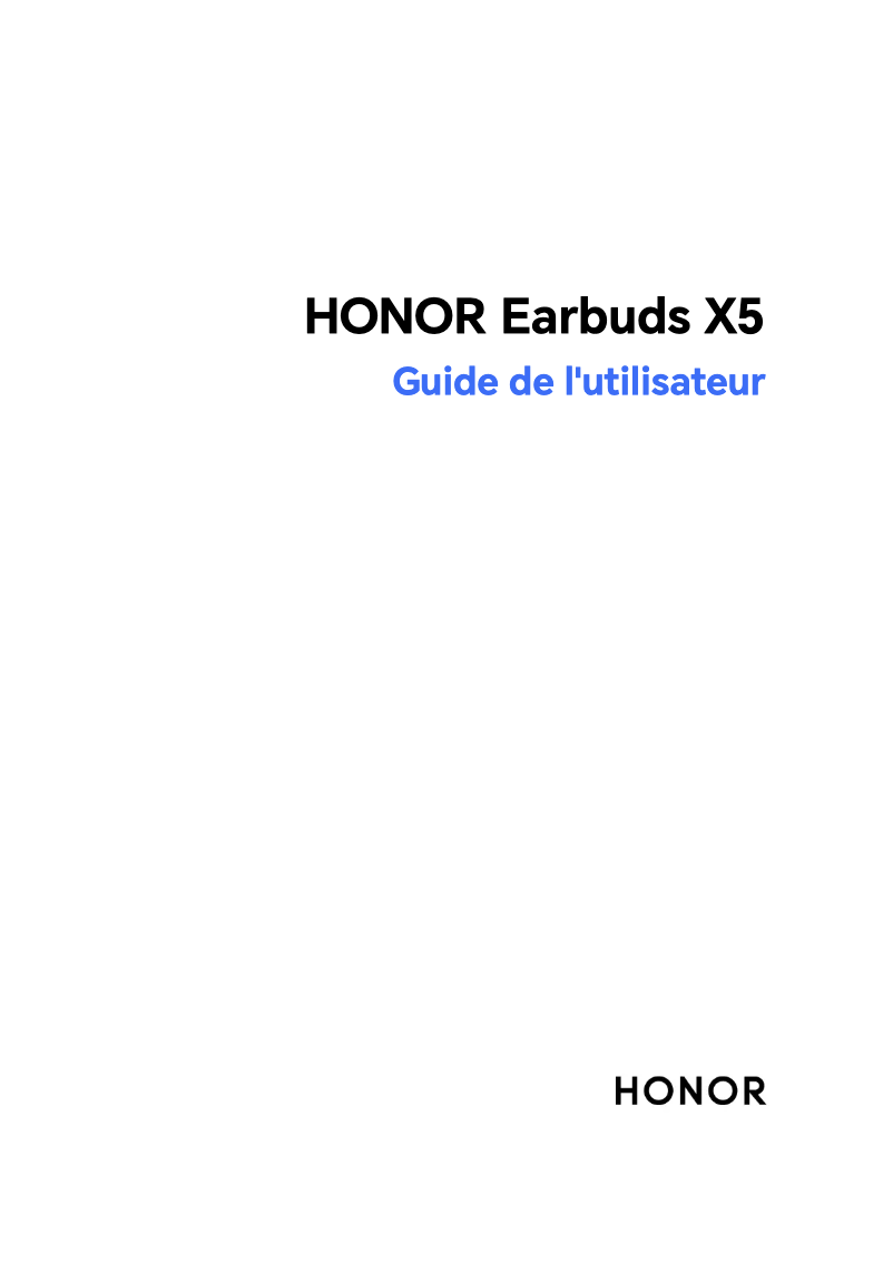 Page 1 de la notice Manuel utilisateur Honor Earbuds X5